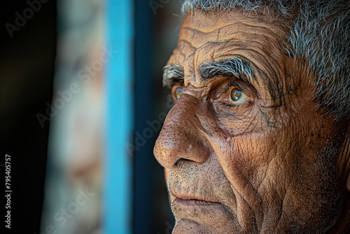 An elderly man s furrowed brow and pensive gaze  reflecting deep contemplation and wisdom.