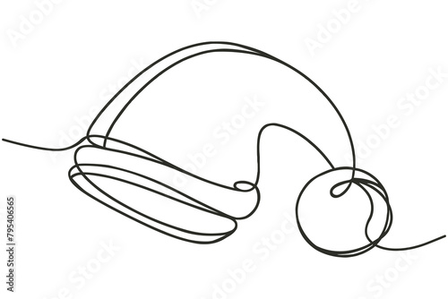 Christmas hat one line drawing, Vector illustration