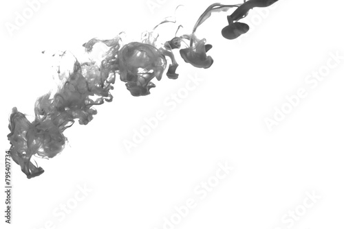 Black color-ink dye melt on white background,Abstract smoke pattern,Colored liquid dye,Splash paint