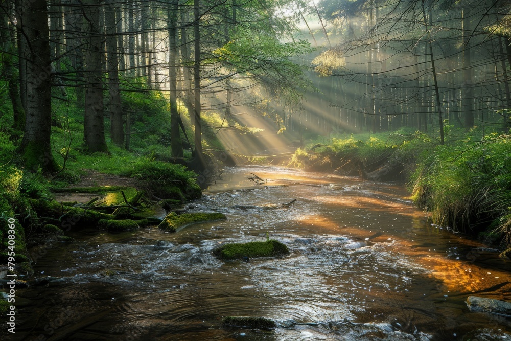 Fototapeta premium 2021-11-10 A LARGE BLOOMING EARPOD TREE ON KAUAI HAWAII WITH RAIN CLOUDS MOVING IN. Beautiful simple AI generated image in 4K, unique.