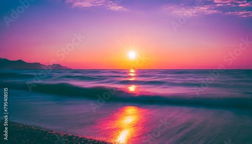 synthwave sunset landscape 80 s retro synthwave color design ocean wave generative ai