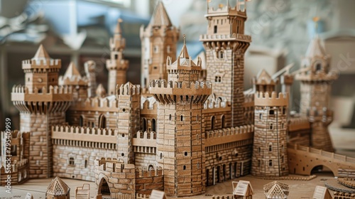 A photo of a model castle made of cardboard. photo