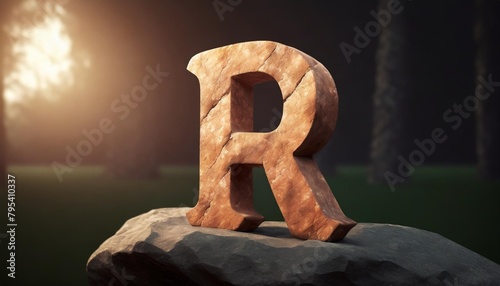 park life rock stone alphabet 3d illustration