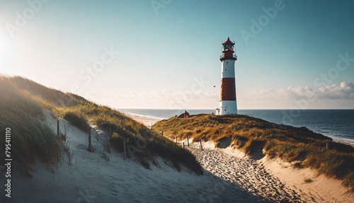lighthouse at the dune beach sylt schleswig holstein photo