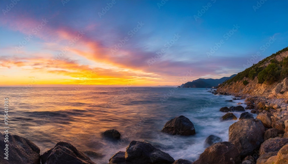 sunset over the sea panorama ai generative
