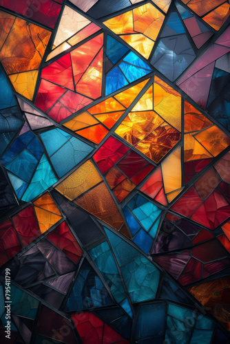 A kaleidoscope of overlapping triangles creating a mosaic of vibrant hues 