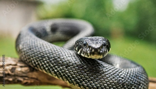 deadly black snake looking into the camera exotic snake look at you snake eyes reptile predator agressive snake face close up