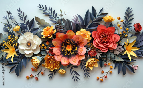 Exquisite Flowers Arranged on a Wall © easybanana