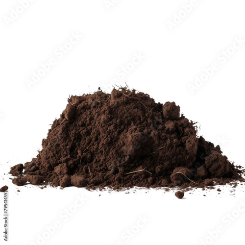A piece of soil on a white background