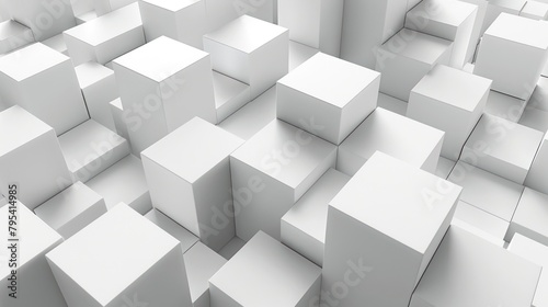 A Large Group of White Cubes in a Room