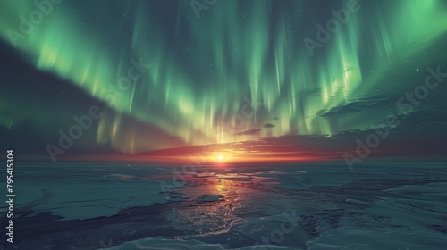 Aurora: An illustration showcasing the aurora borealis as a mystical phenomenon