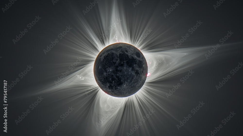Naklejka premium Eclipse: An illustration of a solar eclipse, with the moon blocking the sun's light