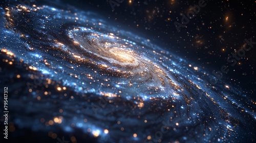 Galaxy: A 3D illustration of the Milky Way galaxy, highlighting its central bulge and spiral arms photo