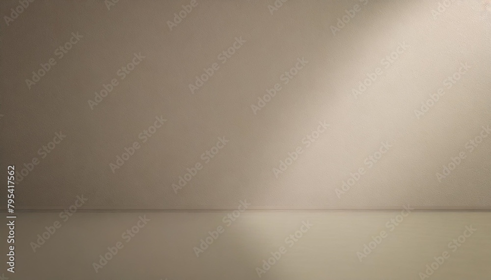 minimalistic simple light pearl background for product presentation incident light from the window on the wall and floor