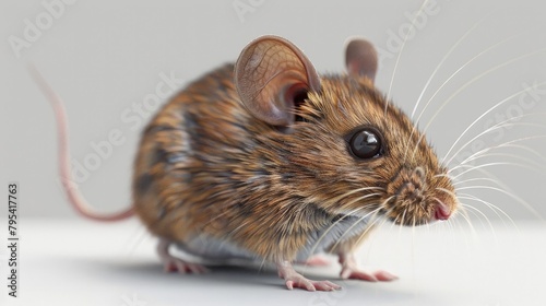 Detailed D Rendering of a Mouse in a Flat Perspective