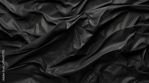 Crumpled black plastic texture abstract background. photo