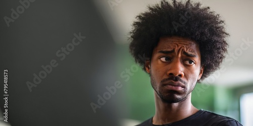 Photo of a Sad Black Person in The Office. Mental Health Problems, Anxiety
