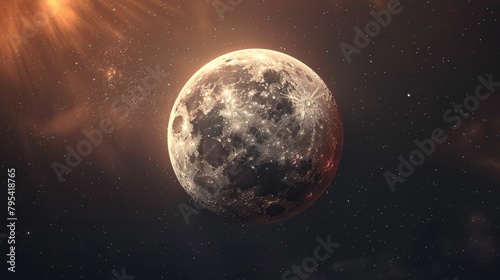 Moon  A dramatic illustration of a lunar eclipse  showing the moon partially obscured by Earth s shadow