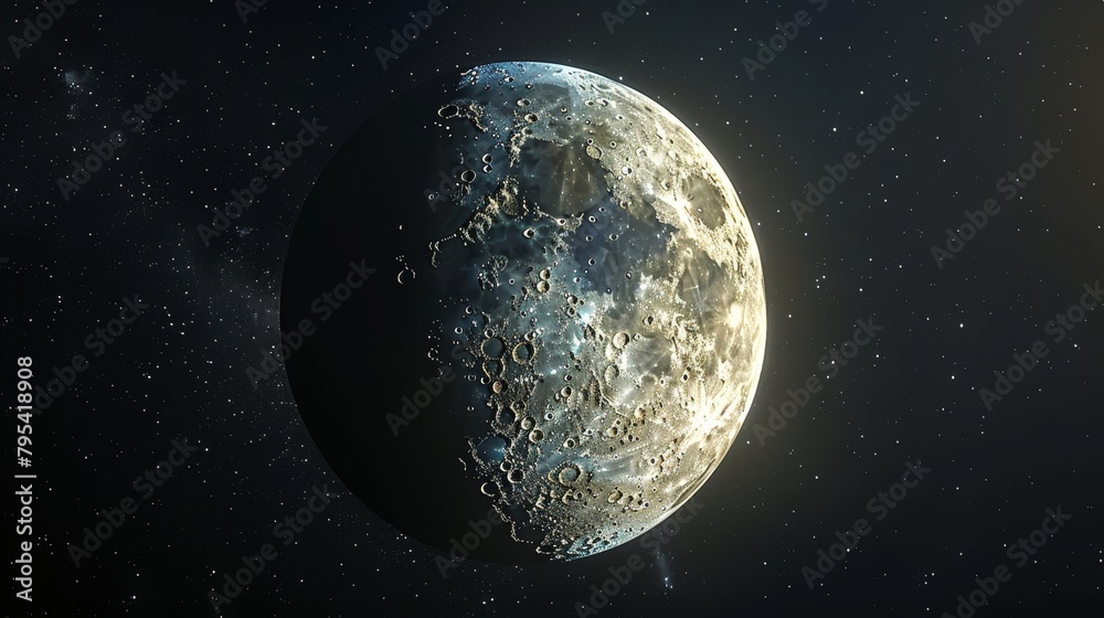 Moon: An artistic illustration of the moon in its waxing gibbous phase