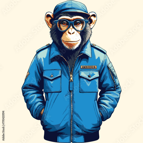 A monkey with glasses wearing 