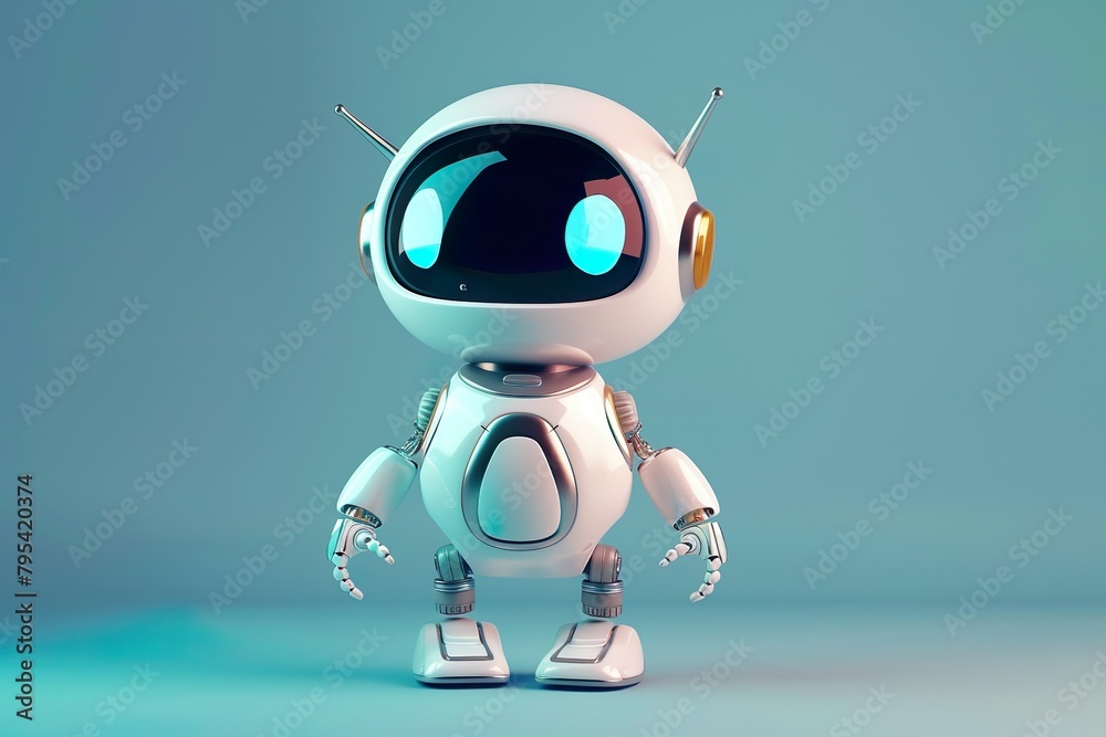 Highly detailed friendly robot chat bot character with expressive eyes and a futuristic orange and white design, embodying advanced technology and AI Highly detailed friendly robot chat bot character with expressive eyes and a futuristic orange and white design, embodying advanced technology and AI