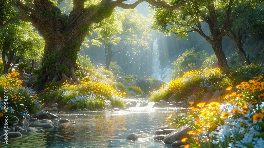 Take your viewers on a whimsical journey into nature where exaggerated cartoon-style characters embark on a fantasy adventure through lush forests Take your viewers on a whimsical journey into nature where exaggerated cartoon-style characters embark on a fantasy adventure through lush forests