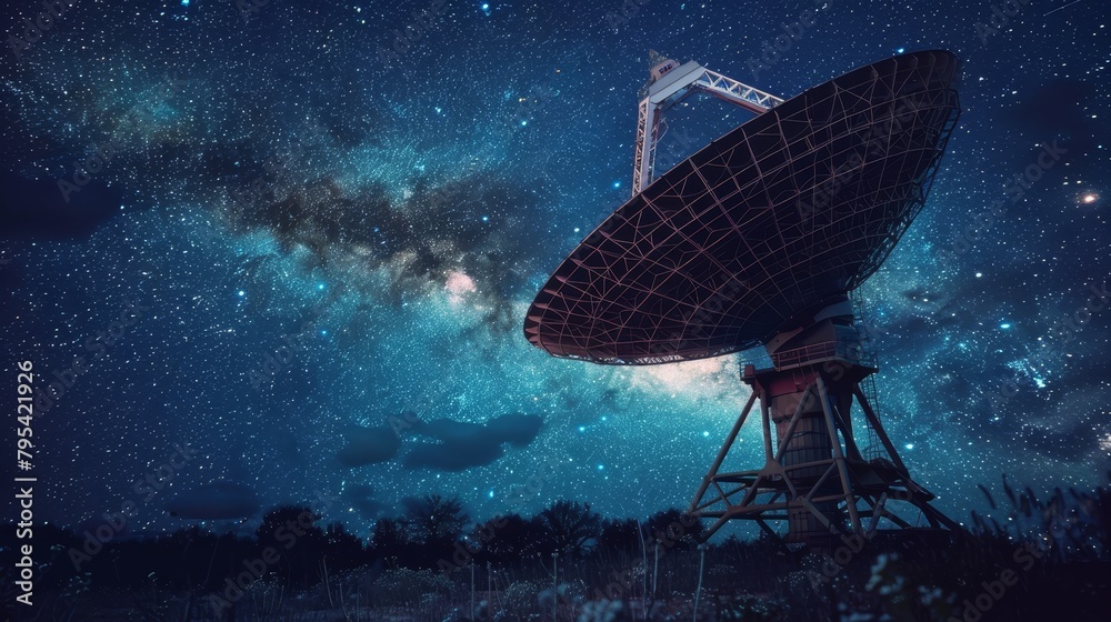 Telescope: A photo of a radio telescope dish, used for radio astronomy Telescope: A photo of a radio telescope dish, used for radio astronomy