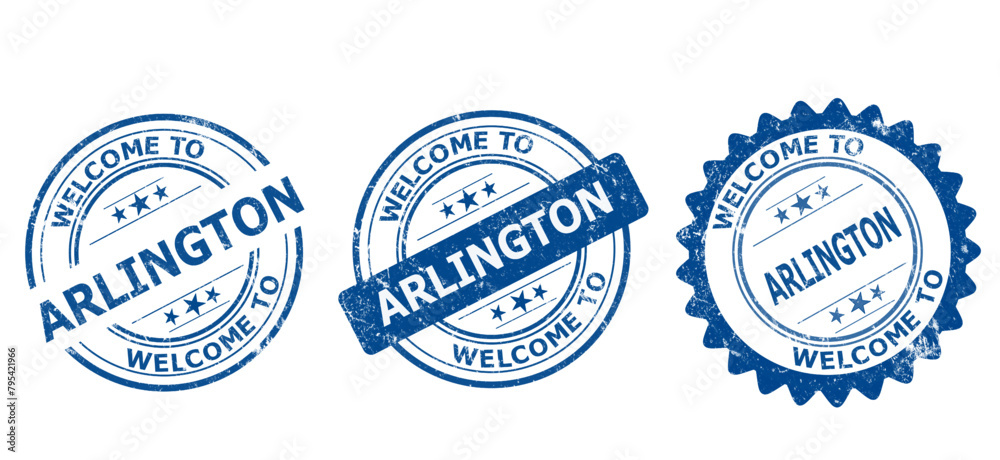 welcome to Arlington blue old stamp sale	
