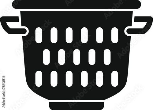 Drain colander icon simple vector. Kitchen accessory. Handle metal element