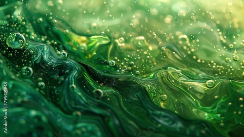 Abstract painting with green and yellow colors photo