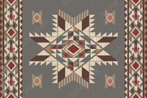 Navajo Native America South Western inspired area rugs ethnic decor style. tribal vector seamless pattern. Indian ornament Boho geometric ornament.folk.orientel. Window .blanket, rug. Woven carpet