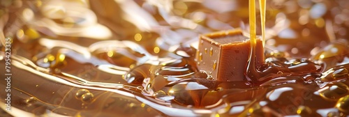 Surrender to the sweet allure of liquid caramel, its golden sheen reflecting the essence of pure indulgence photo