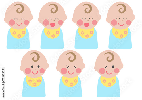 赤ちゃんの表情イラスト集_微笑む赤ちゃんたち