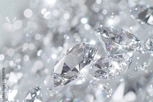 Glistening diamond-shaped sparkles shimmering against a transparent white backdrop, symbolizing luxury and elegance