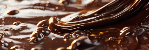 Lose yourself in the delicious embrace of liquid chocolate, its smooth surface reflecting the golden hues of sunset, inviting you to savor its sweet essence