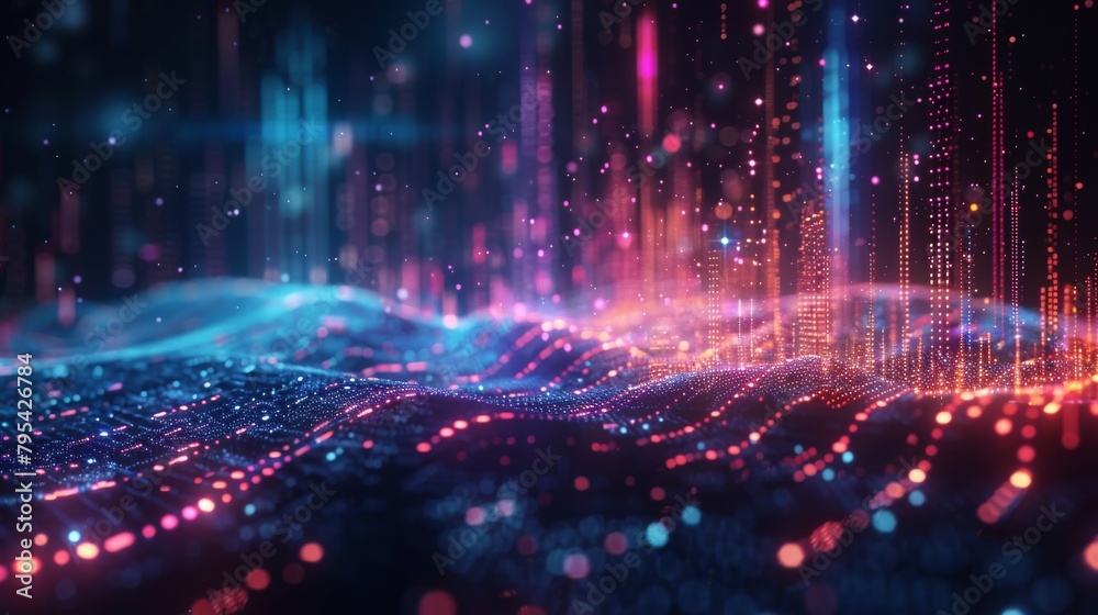 Obraz premium Binary data flow. Big data visualization.