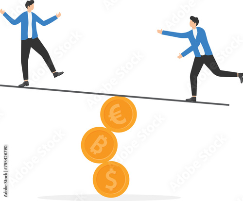 Financial and business risk, banking loan, stability or balance of economics and investment or risk for losing job concept


