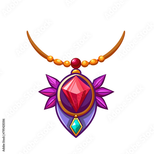 beautiful golden necklace with amethyst gemstone
