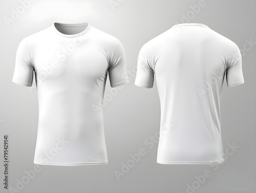 T-shirt mockup. White blank T-shirt front and back views template for print
