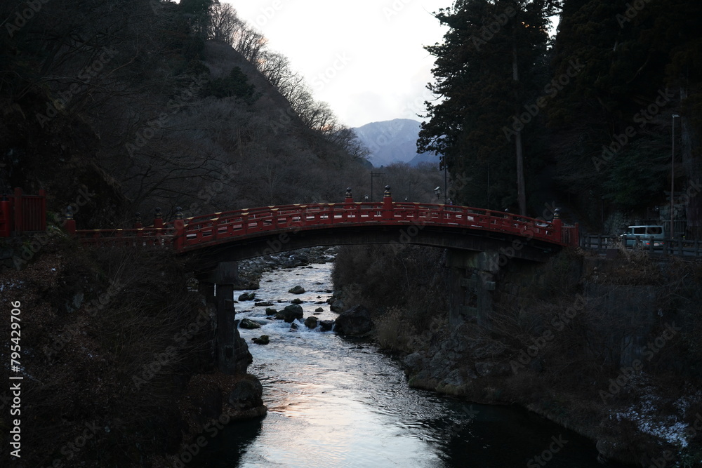 Fototapeta premium Shinkyo Bridge Tochigi Japan January 2024 神橋