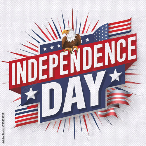 Fourth of July independence day text effect and abstract background or illustration with typographic design ai generative photo