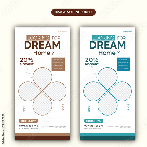 Vector modern real estate house property instagram or facebook story or rollup banner template