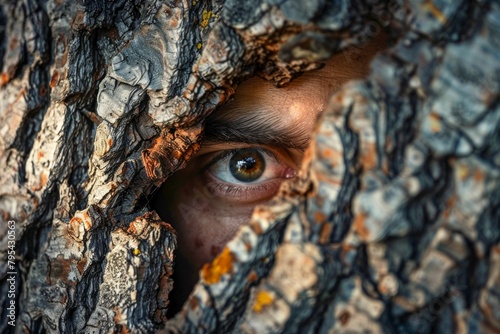 Mystery in the Eyes: A Peek Through Tree Bark. Generative ai