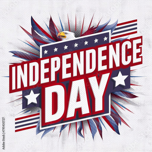 Fourth of July independence day text effect and abstract background or illustration with typographic design ai generative