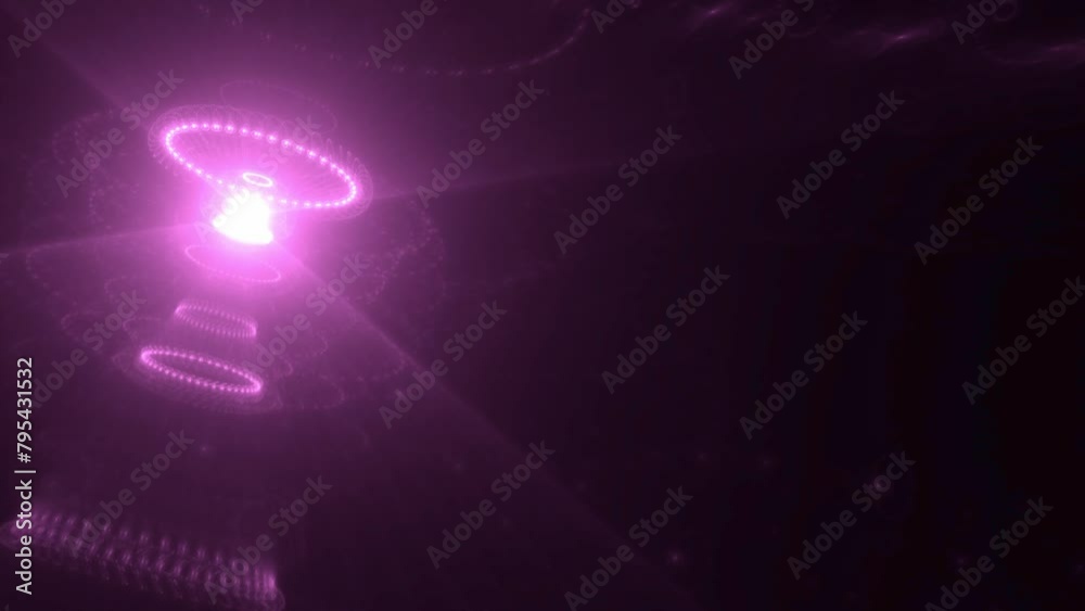 atmospärische futuristische hell leuchtende Kreise in dynamischer rotierender Bewegung, Neon, Energie, Science Fiction, pink, lila, violett