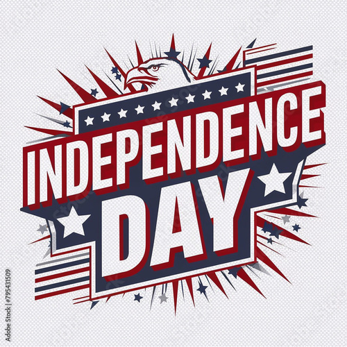 Fourth of July independence day text effect and abstract background or illustration with typographic design ai generative