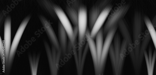 Abstract black background with braided white lines. Black and white screensaver banner, illustration