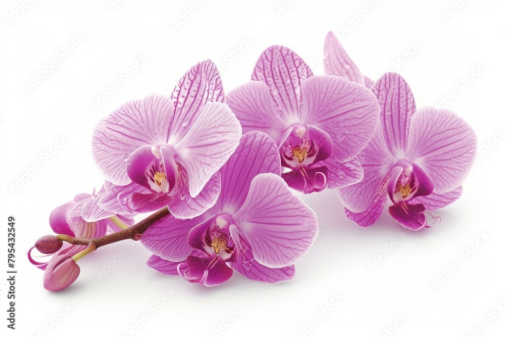 b'Light purple orchids on a white background' b'Light purple orchids on a white background'
