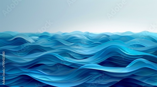 b'Blue and white ocean waves illustration' photo