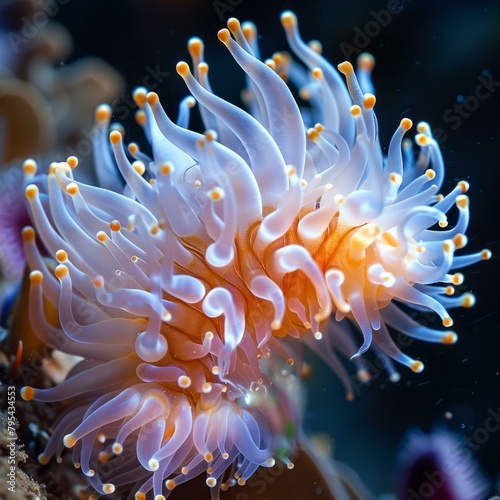 b'A beautiful anemone with long, flowing tentacles.' photo